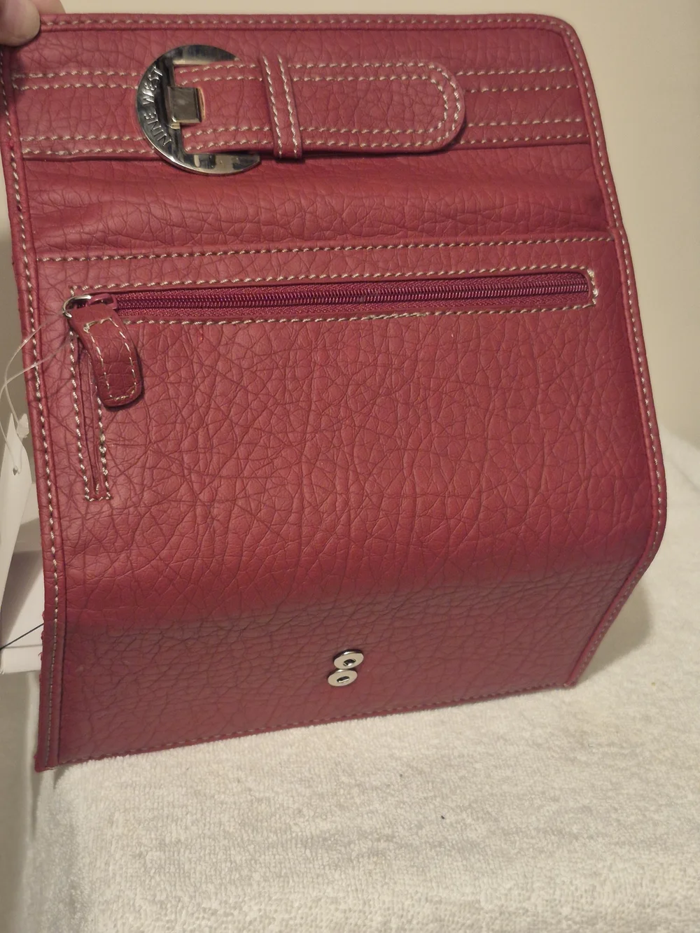 NWT Nine West Red Textured Wallet with Gold Buckle